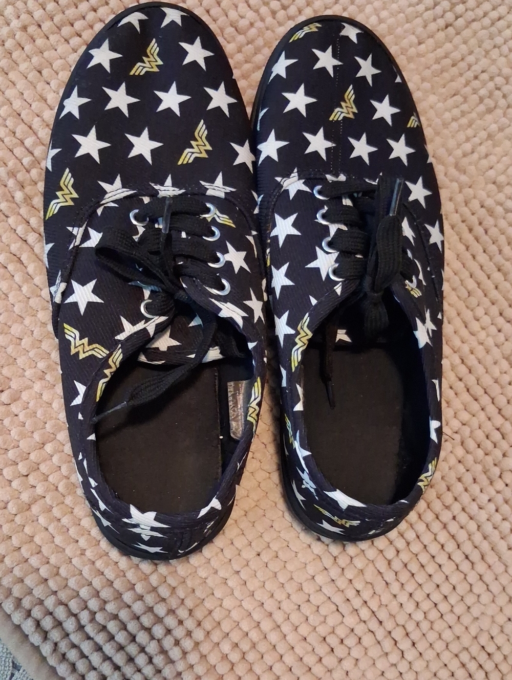 Kids Star-Print Black Sneakers with Gold Accent
